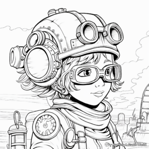 Whimsical Steampunk Digital Art Coloring Pages 4