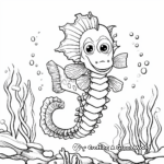 Whimsical 'Thinking of You' Seahorse Coloring Pages 1