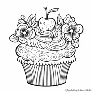 Whimsical Valentine's Day Cupcake Coloring Pages 3