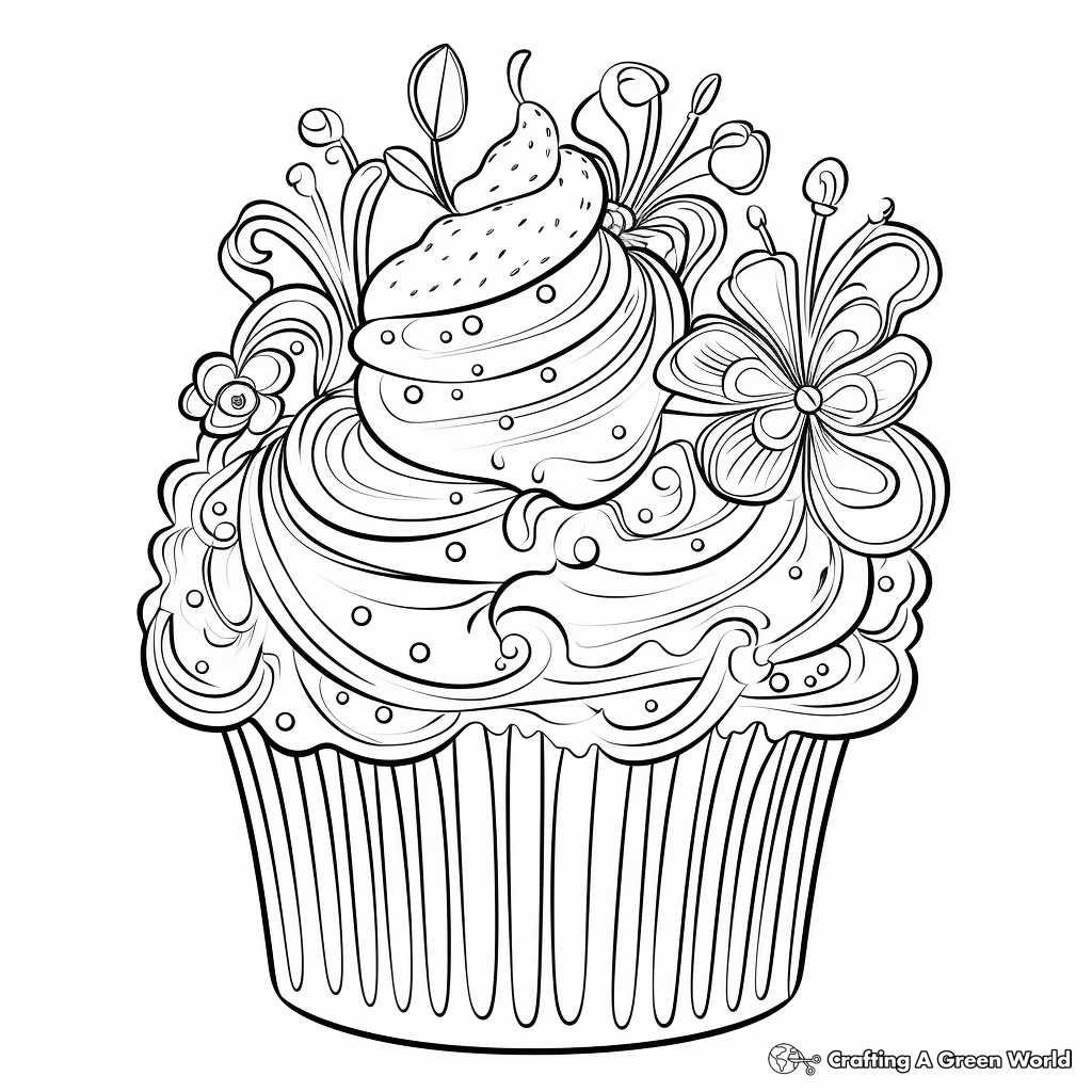 Whimsical Valentine's Day Cupcake Coloring Pages 4
