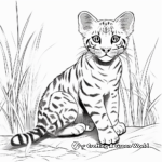 Wild Bengal Cat in the Jungle Coloring Pages 4