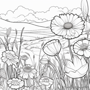 Wildflower Field Coloring Pages for Adults 2