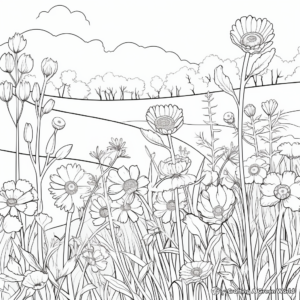 Wildflower Field Coloring Pages for Adults 3