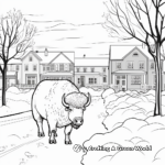 Winter Buffalo Scene Coloring Pages 2