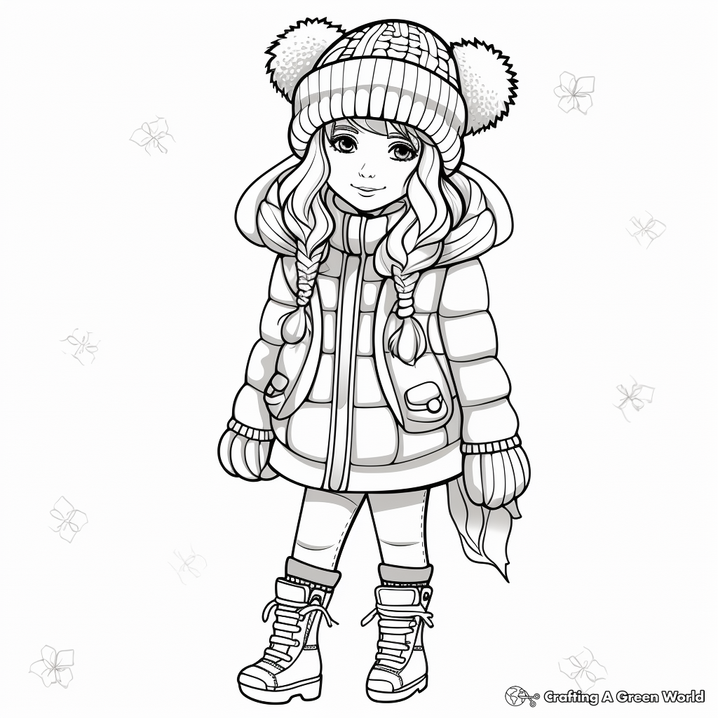 Winter Fashion: Coats and Boots Coloring Pages 2