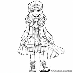 Winter Fashion: Coats and Boots Coloring Pages 3