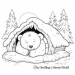 Winter Hibernation: Sleeping Bear in Den Coloring Pages 2