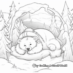 Winter Hibernation: Sleeping Bear in Den Coloring Pages 4