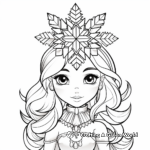 Winter Princess and Crystal Snowflake Coloring Pages 1