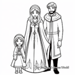 Winter Princess Family Coloring Pages: King, Queen, and Princess 1