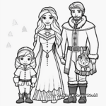 Winter Princess Family Coloring Pages: King, Queen, and Princess 3