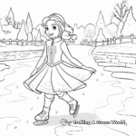 Winter Princess Ice Skating Scene Coloring Pages 1