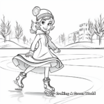Winter Princess Ice Skating Scene Coloring Pages 2
