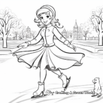Winter Princess Ice Skating Scene Coloring Pages 4