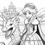 Winter Princess with Ice Dragon Coloring Pages 1