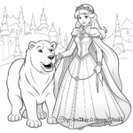 Winter Princess with Polar Bears Coloring Pages 4