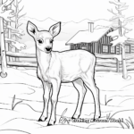 Winter Scene with Baby Reindeer Coloring Pages 3