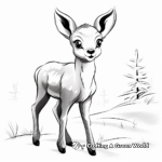 Winter Scene with Baby Reindeer Coloring Pages 4