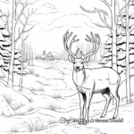 Winter Scene with Big Buck Coloring Pages 1
