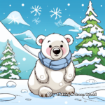 Winter Thematic Polar Bear And Snow Coloring Pages 3
