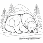 Winter Themed Sleeping Grizzly Bear Coloring Pages 3