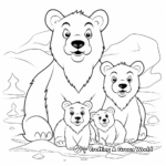 Winter Themed: Polar Bear Family on Iceberg Coloring Pages 2