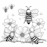 Wintry Scene: Bees and Winter Aconites Coloring Sheets 1