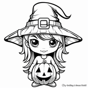 Witch and Jack o Lantern Coloring Sheets 3