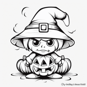 Witch and Jack o Lantern Coloring Sheets 4