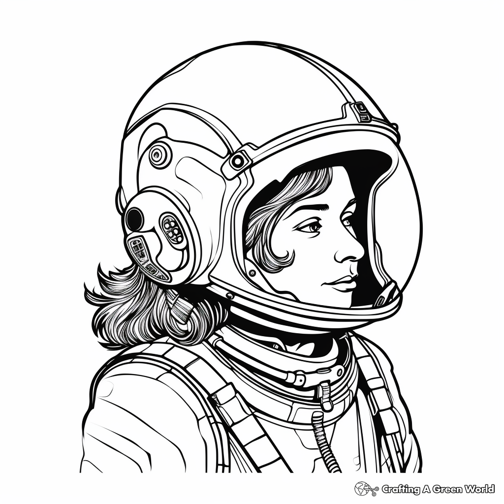 Women in Space: Female Astronaut Helmet Coloring Pages 1