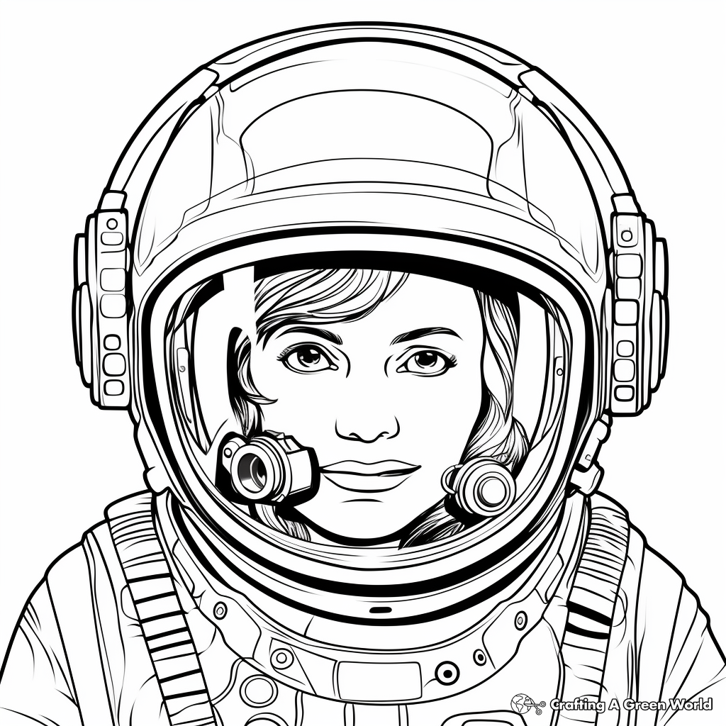 Women in Space: Female Astronaut Helmet Coloring Pages 4