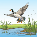 Wood Duck Migration: Sky Scene Coloring Page 4