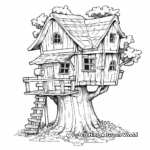 Wooden Gnome Tree House Coloring Pages 1