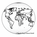 World Map with Longitude and Latitude Lines Coloring Pages 1