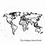 World Map with Longitude and Latitude Lines Coloring Pages 3