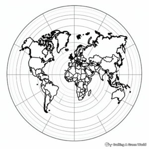 World Map with Longitude and Latitude Lines Coloring Pages 4