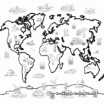 World Map With Meridians Coloring Pages 1