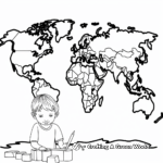 World Map With Meridians Coloring Pages 2