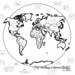 World Map With Meridians Coloring Pages 3