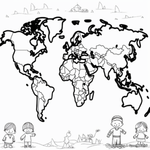 World Map With Meridians Coloring Pages 4