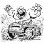 Wrestling Monster Trucks: Arena-Scene Coloring Pages 4