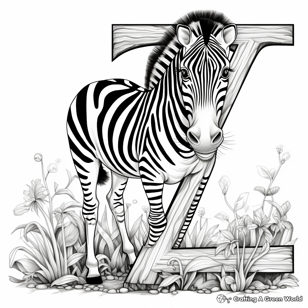 Z Is for Zoo and Zebra Coloring Pages 2