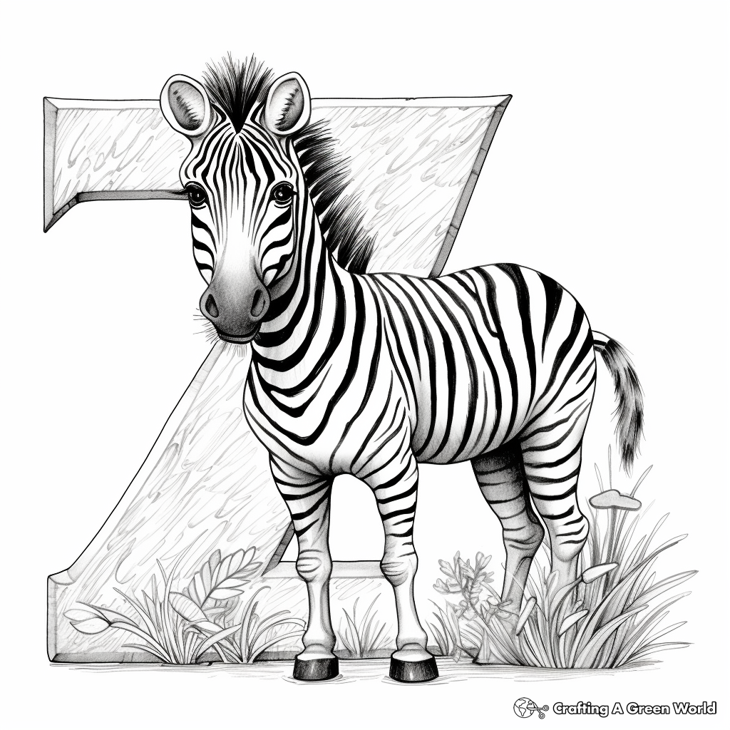 Z Is for Zoo and Zebra Coloring Pages 3