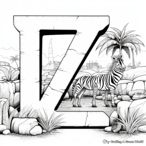 Z Is for Zoo and Zebra Coloring Pages 4