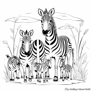 Zebra Family at the Zoo Coloring Pages 2