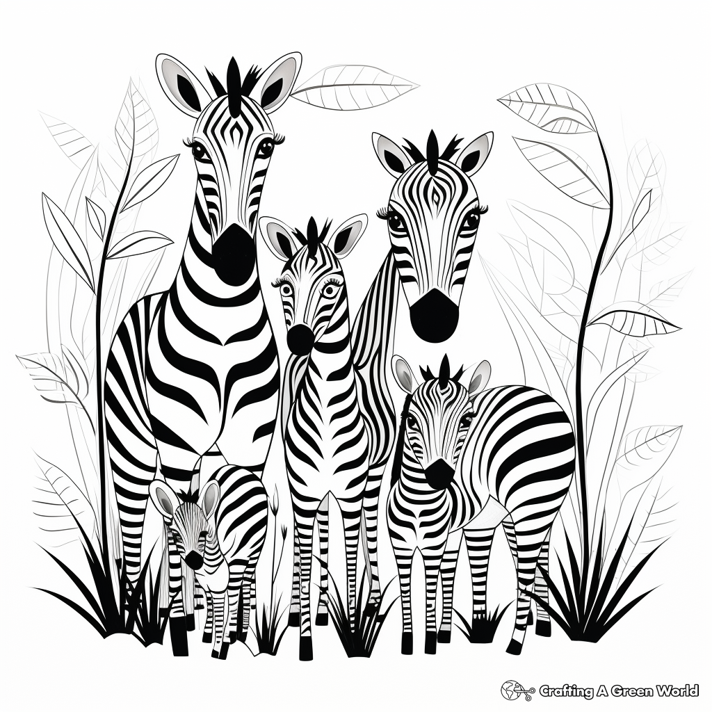 Zebra Family at the Zoo Coloring Pages 3