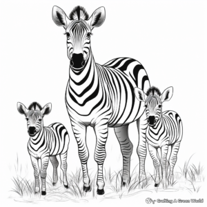 Zebra Family at the Zoo Coloring Pages 4