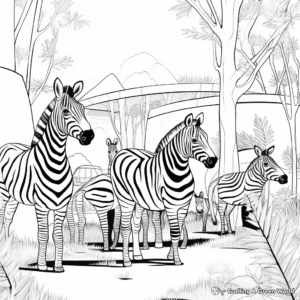 Zebras at the Zoo Coloring Pages 2
