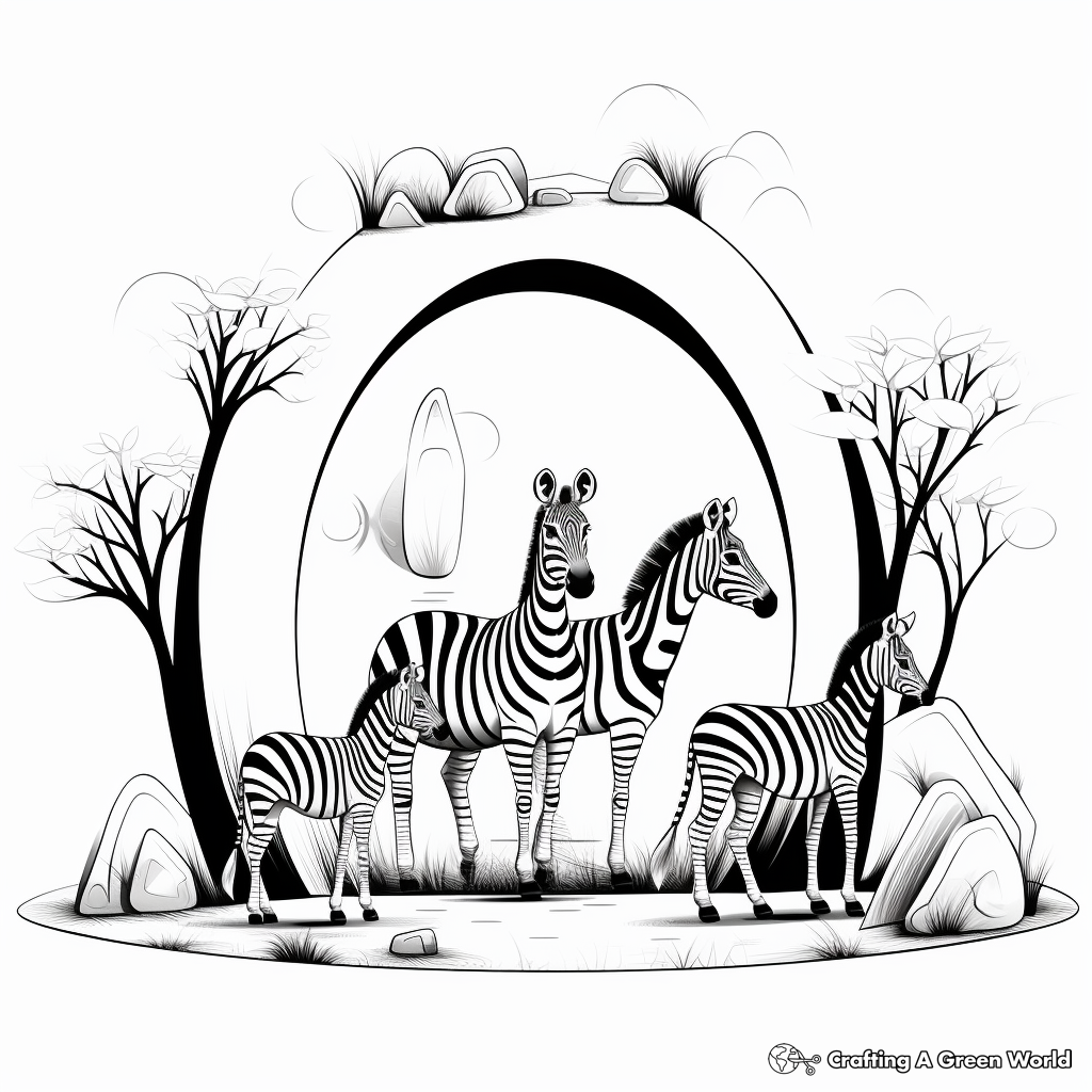 Zebras at the Zoo Coloring Pages 3