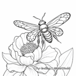 Zinnia and Bee Coloring Pages: Pollination Scene 1